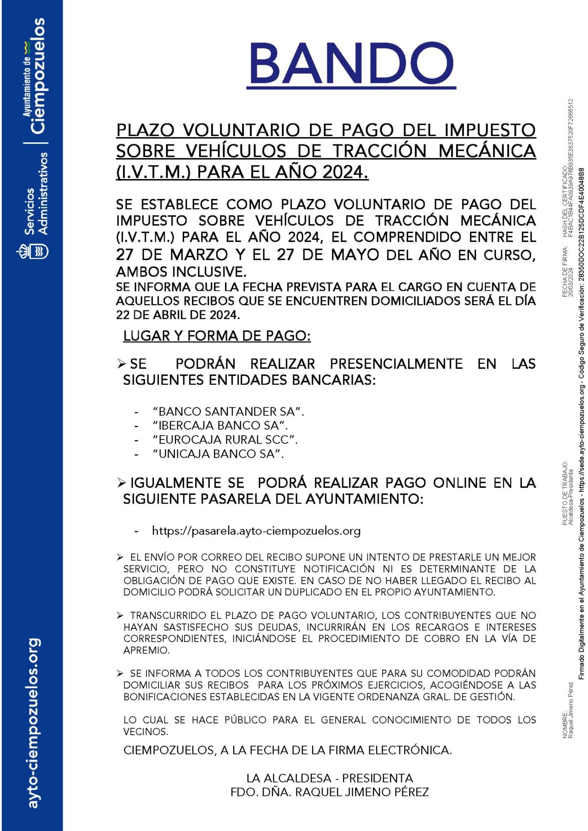 Plazo voluntario de pago del impuesto sobre vehículos de tracción ...